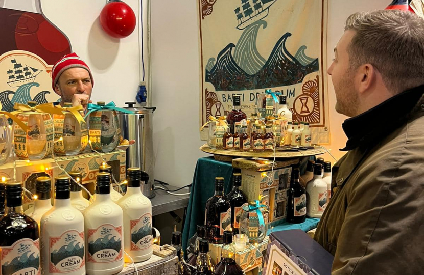 Samuel Kurtz MS at the Barti Rum stand at the Royal Welsh Winter Fair 2023