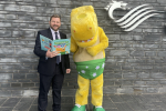 Kurtz goes Jurassic as Pantosaurus visits Senedd NSPCC Campaign